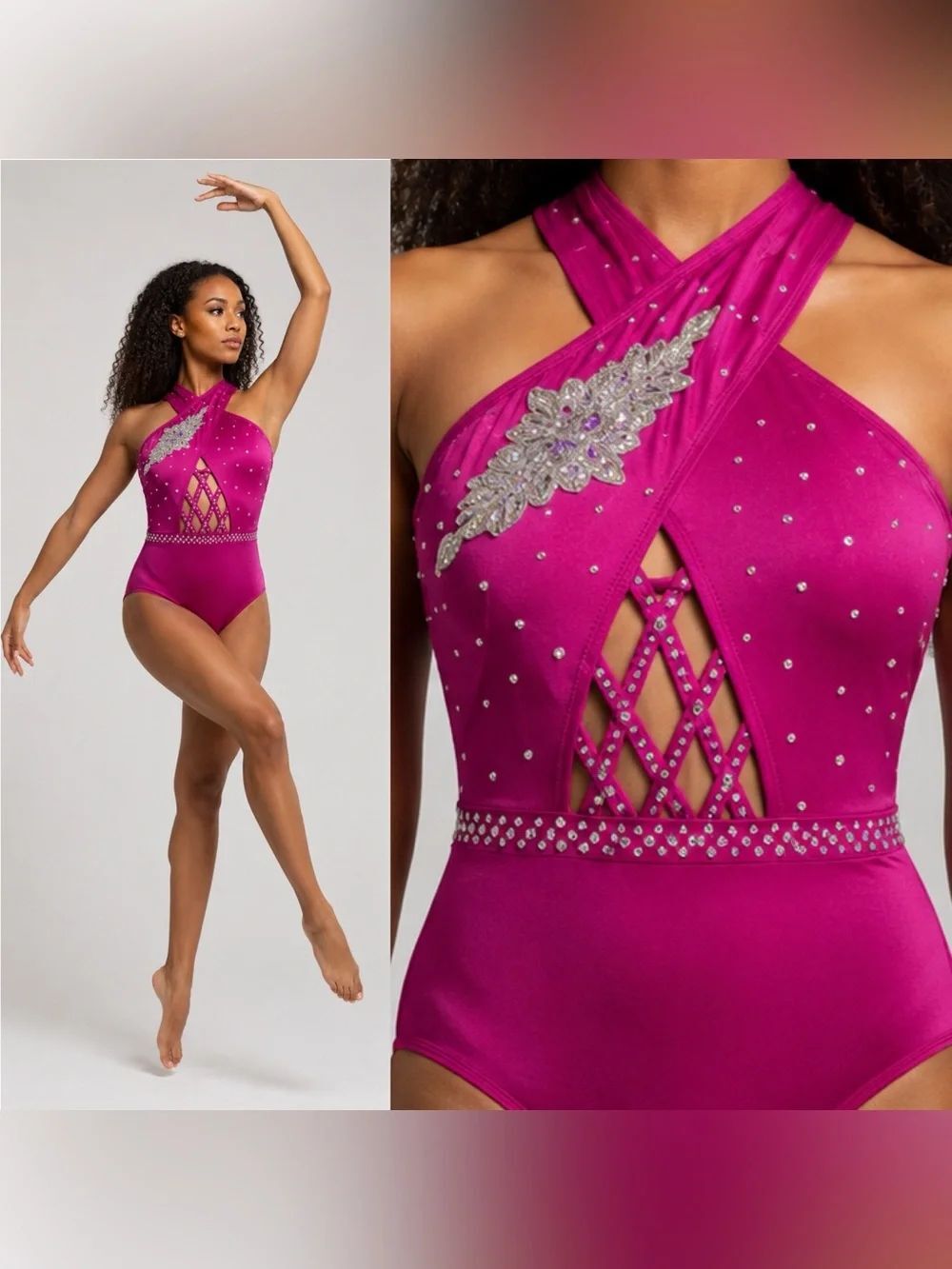 Competition contemporary Custom solo dance costume hot pink SA-Small adult NEW